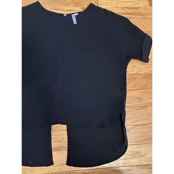 Alya women's Black High-Low Hem Short Sleeve Blouse With Back Zipper size medium - Picture 3 of 8
